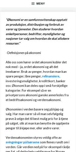 Anteprima del sito Økonominyheter, media di Norvegia per articoli sponsorizzati