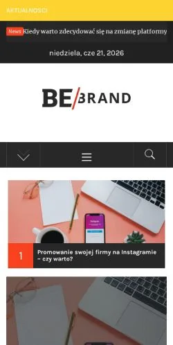 Vista previa del sitio Be Brand, medio de Polonia para artículos patrocinados