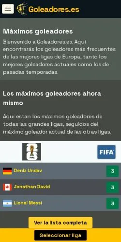 Anteprima del sito Goleadores, media di Spagna per articoli sponsorizzati