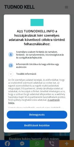 Anteprima del sito TUDNOD KELL -, media di Ungheria per articoli sponsorizzati