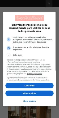 Podgląd witryny Vera Moraes Blog, medium z kraju Brazylia do artykułów sponsorowanych