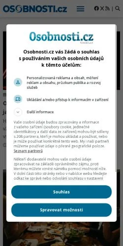 Vista previa del sitio Magazín Osobnosti, medio de Chequia para artículos patrocinados