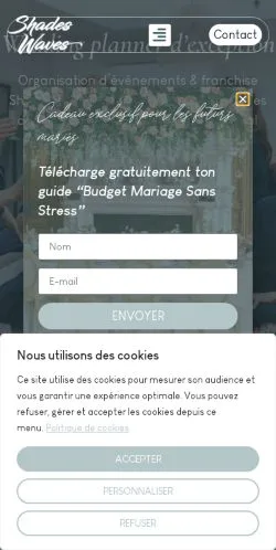 Forhåndsvisning av nettstedet Shades Waves Wedding Planner, medium fra Frankrike for sponsede artikler