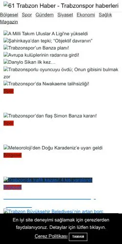 Anteprima del sito 61 Trabzon Haber, media di Turchia per articoli sponsorizzati