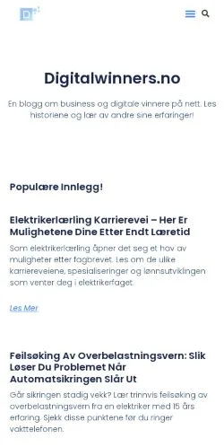 Anteprima del sito Digital Winners, media di Norvegia per articoli sponsorizzati