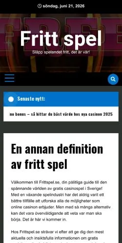 Anteprima del sito Fritt Spel, media di Svezia per articoli sponsorizzati