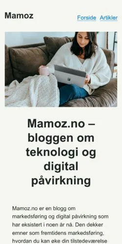 Podgląd witryny Mamoz, medium z kraju Norwegia do artykułów sponsorowanych