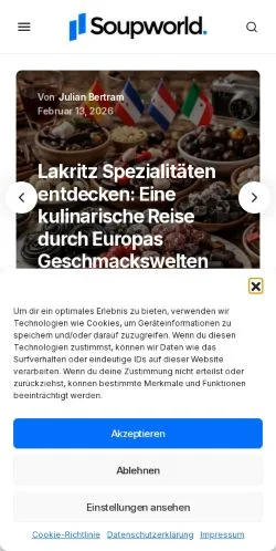 Aperçu du site SoupWorld, média de Allemagne pour articles sponsorisés