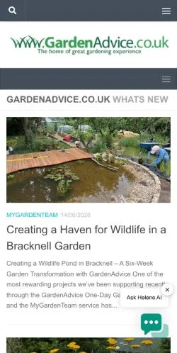 Anteprima del sito GardenAdvice.co.uk, media di Regno Unito per articoli sponsorizzati