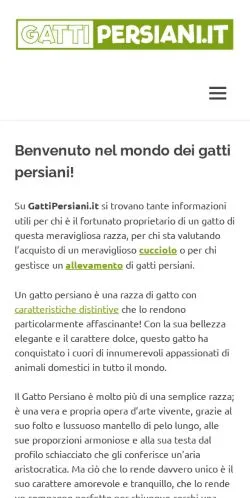 Anteprima del sito Gatti Persiani, media di Italia per articoli sponsorizzati