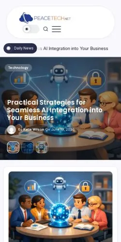 Podgląd witryny Peace Tech, medium z kraju Stany Zjednoczone do artykułów sponsorowanych
