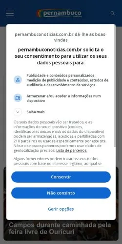 Anteprima del sito Pernambuco Notícias, media di Brasile per articoli sponsorizzati
