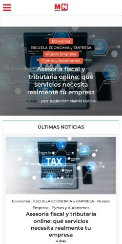 Anteprima del sito Madrid Noticia, media di Spagna per articoli sponsorizzati