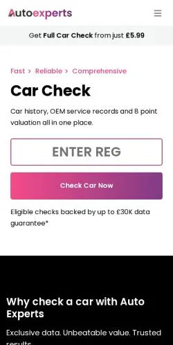Anteprima del sito The Auto Experts, media di Regno Unito per articoli sponsorizzati