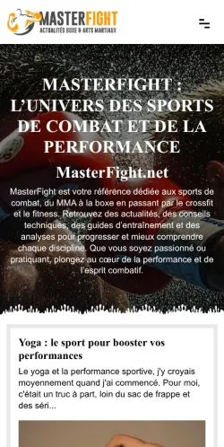 Förhandsvisning av webbplatsen MasterFight, medium i Frankrike för sponsrade artiklar