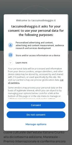 Anteprima del sito Taccuino Di Viaggio, media di Italia per articoli sponsorizzati