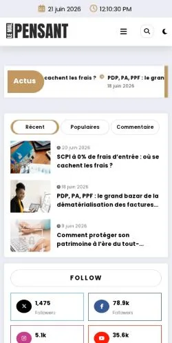 Vista previa del sitio Le Mal Pensant, medio de Francia para artículos patrocinados