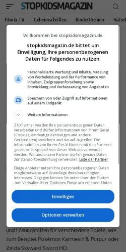 Podgląd witryny Stopkidsmagazin, medium z kraju Niemcy do artykułów sponsorowanych