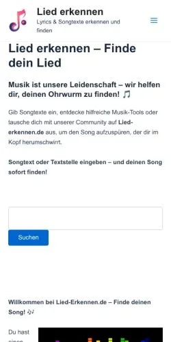 Anteprima del sito Lied Erkennen, media di Germania per articoli sponsorizzati