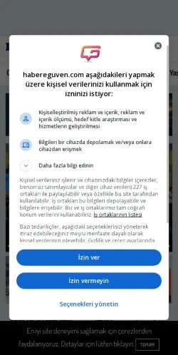 스폰서 기사용 튀르키예 매체 Habere Güven 사이트 미리보기