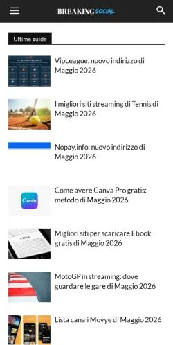 Anteprima del sito Breaking Social, media di Italia per articoli sponsorizzati