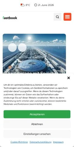 Forhåndsvisning av nettstedet Fastbook, medium fra Tyskland for sponsede artikler