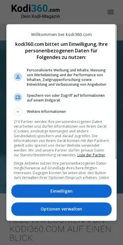 Forhåndsvisning av nettstedet Kodi360, medium fra Tyskland for sponsede artikler