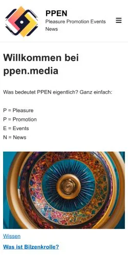 Vista previa del sitio PPEN, medio de Alemania para artículos patrocinados