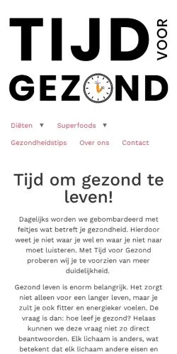 Anteprima del sito Tijd Voor Gezond, media di Paesi Bassi per articoli sponsorizzati
