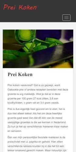 스폰서 기사용 네덜란드 매체 Prei Koken 사이트 미리보기