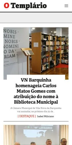 Aperçu du site O Templário, média de Portugal pour articles sponsorisés