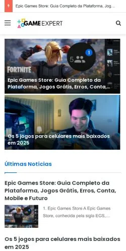 스폰서 기사용 브라질 매체 Game Expert 사이트 미리보기
