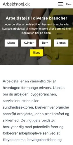 Anteprima del sito Arbejdstøj Til Alle, media di Danimarca per articoli sponsorizzati