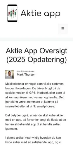 スポンサード記事向けのデンマークメディア、AktieAppのサイトプレビュー
