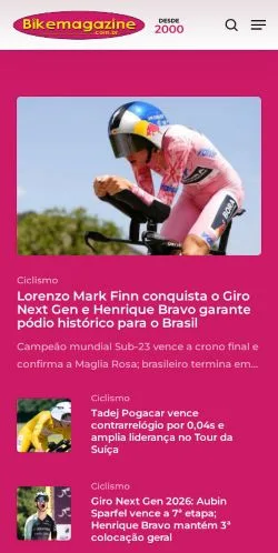 Anteprima del sito Bike Magazine, media di Brasile per articoli sponsorizzati