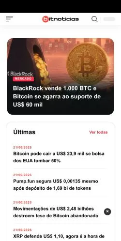 Anteprima del sito BitNotícias, media di Brasile per articoli sponsorizzati
