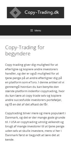 Anteprima del sito Copy-trading.dk, media di Danimarca per articoli sponsorizzati