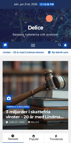 Vista previa del sitio Delice, medio de Suecia para artículos patrocinados
