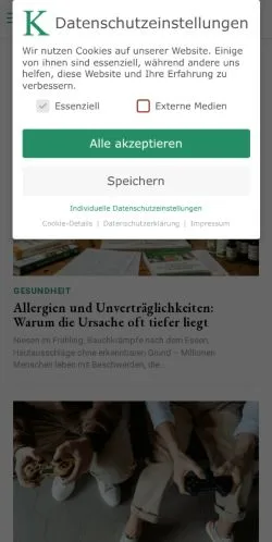 Förhandsvisning av webbplatsen Knip, medium i Tyskland för sponsrade artiklar