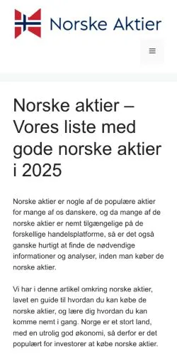 Podgląd witryny Norske Aktier, medium z kraju Dania do artykułów sponsorowanych