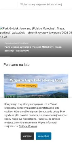 Aperçu du site Odkrywcza turystyka, média de Pologne pour articles sponsorisés