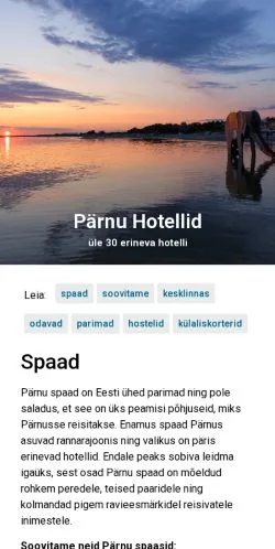 Anteprima del sito Pärnu Hotellid, media di Stati Uniti per articoli sponsorizzati