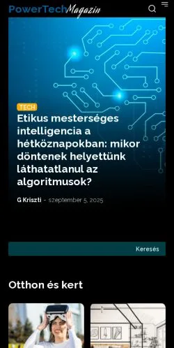 Podgląd witryny Powertech Magazin, medium z kraju Węgry do artykułów sponsorowanych