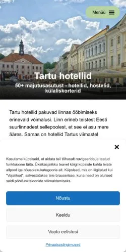 Anteprima del sito Tartu Hotellid, media di Estonia per articoli sponsorizzati