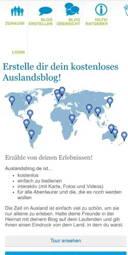 Pré-visualização do site Auslandsblog, meio de Alemanha para artigos patrocinados