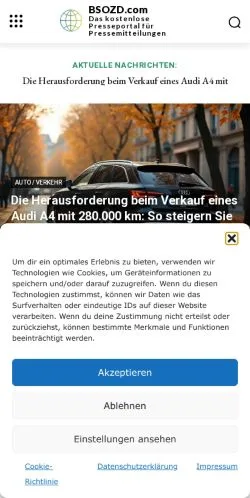 Forhåndsvisning av nettstedet Presseportal BSOZD, medium fra Tyskland for sponsede artikler