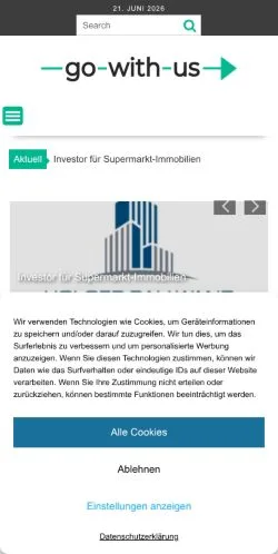 Anteprima del sito go-with-us.de, media di Germania per articoli sponsorizzati