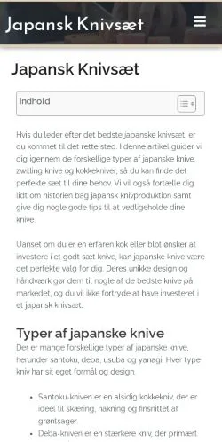 Anteprima del sito japansk-knivsæt, media di Danimarca per articoli sponsorizzati