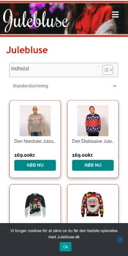 Forhåndsvisning av nettstedet Julebluse, medium fra Danmark for sponsede artikler