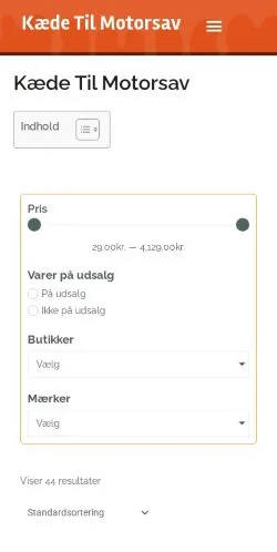 Anteprima del sito kæde-til-motorsav, media di Danimarca per articoli sponsorizzati